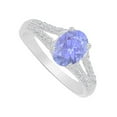 thumbnail image 1 of Fine Jewelry Vault UBUNR83136W149X7CZTZ CZ & Oval Tanzanite Split Shank Ring in White Gold, 4 Stones, 1 of 1