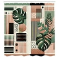 thumbnail image 2 of Ambesonne Monstera Shower Curtain, Mid Century Boho Shapes, 69"Wx75"L, Evergreen Pale Rust Brown, 2 of 4