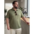 thumbnail image 4 of DARING DIVA Men's Big Tall Leaf Printed Short Sleeve Casual Polo Shirts 4XL Olive Green, 4 of 7
