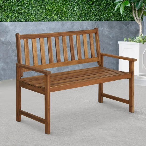 Outdoor Patio Bench, Acacia Wood Garden Bench with a Natural Oiled 2