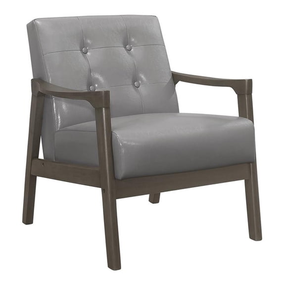 Lexicon Alby Solid Wood and Textured Fabric Accent Chair in Light Gray