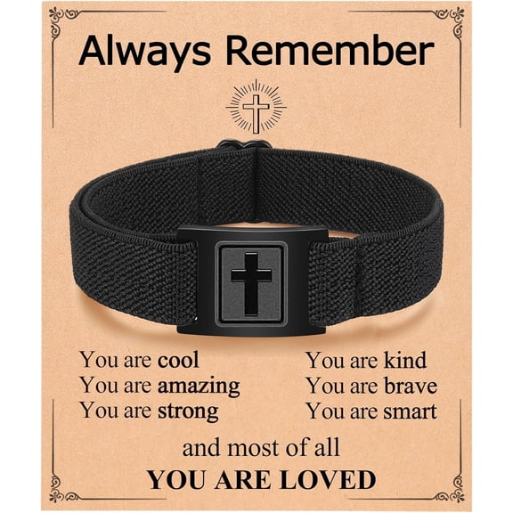 Always Remember You Are Loved Mens Cross Bracelet Easter Christmas Christian Baptism Birthday Graduation Gifts for Boys