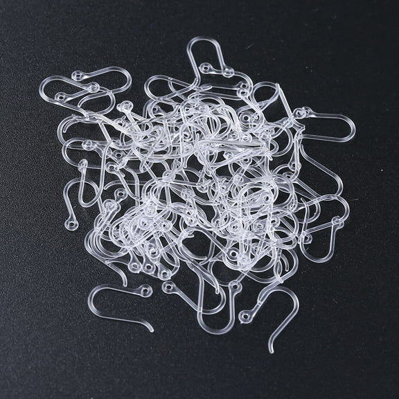 100 Pcs Clear Resin Earring Hooks Non-Allergic Plastic Ear Shape Wire Hooks for DIY Art Craft Jewelry Making Accessories
