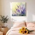 thumbnail image 4 of Canvas Wall Art Purple Flower Canvas Art Print Spring Watercolor Purple Lavender Floral Leaf Gradient Yellow Pictures Wall Decor for Living Room Artwork Decorations Framed Ready to Hang 16"x16", 4 of 9