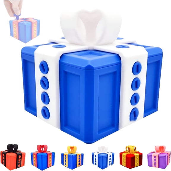 BESTSKY Annoying Gift Box with Screws Large Annoying Gift Boxes Prank Screw Box Really Annoying Gift Box 3D Printed Gift Box Hilarious Money Card Container 8 * 8Cm (White and Blue)