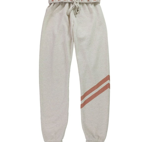 P.J. Salvage Womens Left Leg Stripes Pajama Jogger Pants, Beige, Small