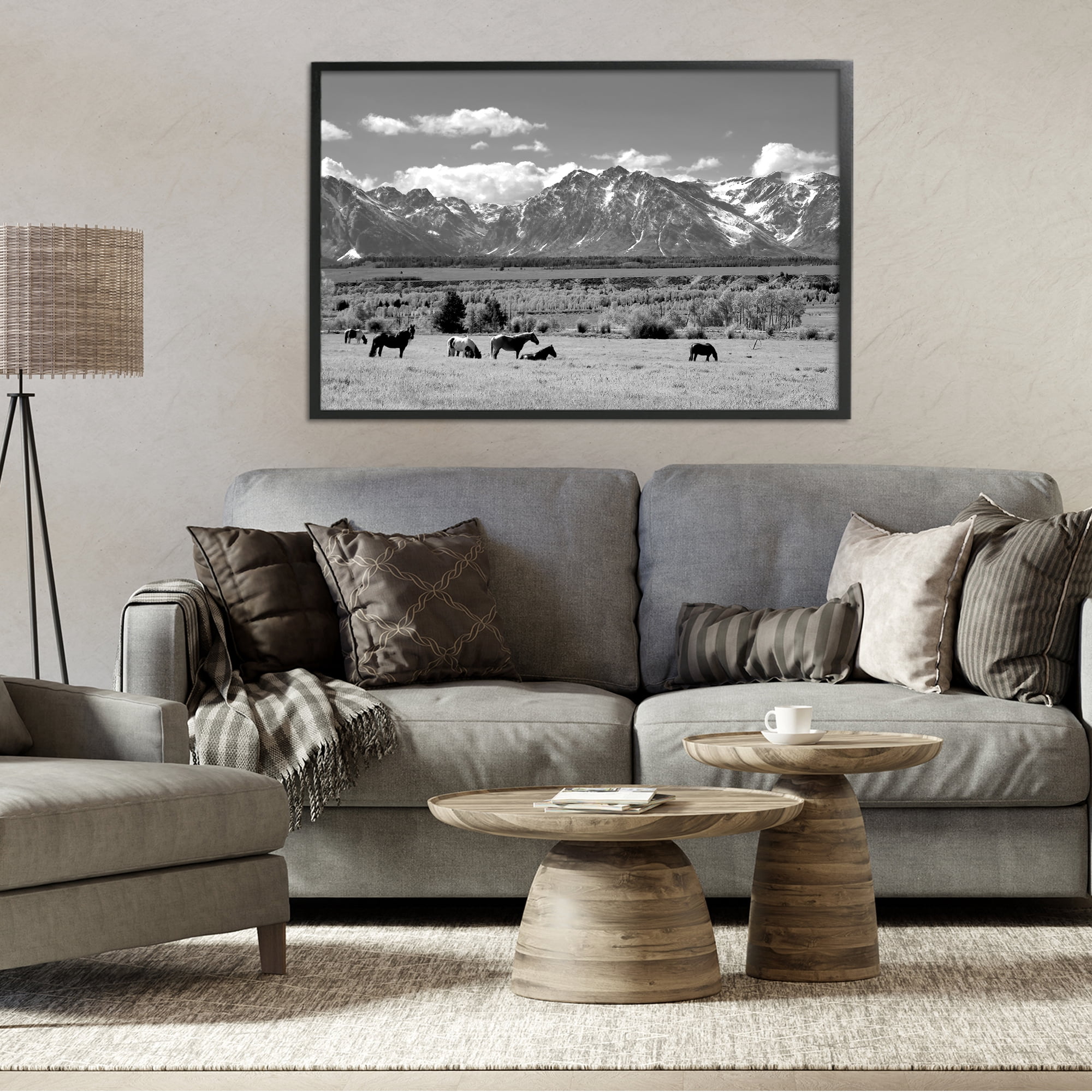 Stupell Industries Wyoming Ranch Horses Grazing Black Framed Giclee Art, design by Steve Toole