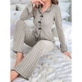 thumbnail image 4 of Conjuntos de Pijama para Mujer Ideales para Estar en Casa Conjunto Dos Piezas para Otoño Pijama de Larga Acanalada A Juego Ropa de Dormir y Estar en Casa Gris L, 4 of 9