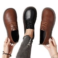 thumbnail image 4 of Retro Style Lace Up Womens Oxford Flats, Soft Non-Slip Sole Casual Shoes, Fall Comfort Daily Walking Footwear Brown 41, 4 of 6