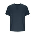 thumbnail image 5 of Men Henley Shirts Stretch Classic Summer Casual Button T-Shirt Navy L, 5 of 7