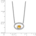 thumbnail image 5 of Auriga Fine Jewelry 14K White Gold 4x3 mm Oval Citrine and Diamond Necklace for Women 18", 5 of 5