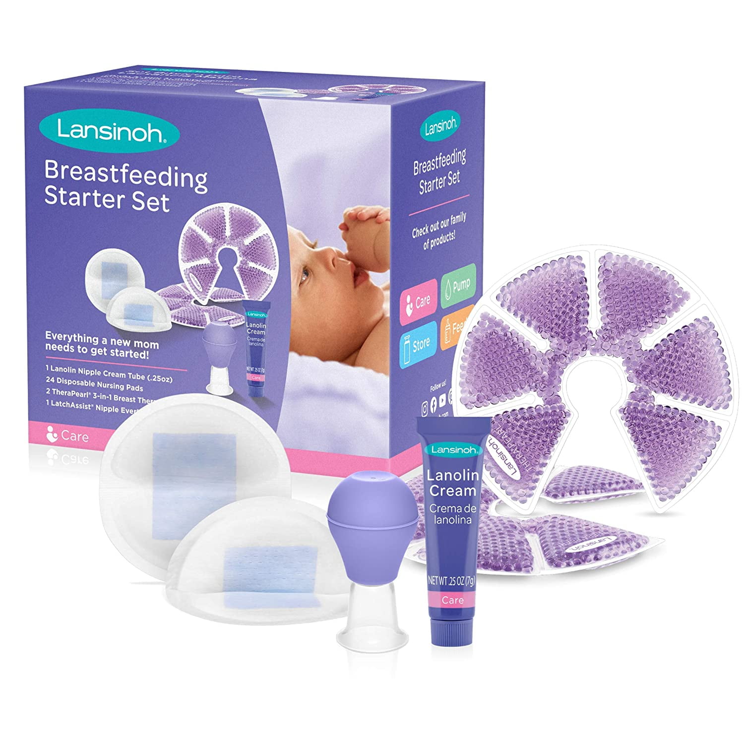 Lansinoh Breastfeeding Starter Set for Nursing Mothers, Breastfeeding