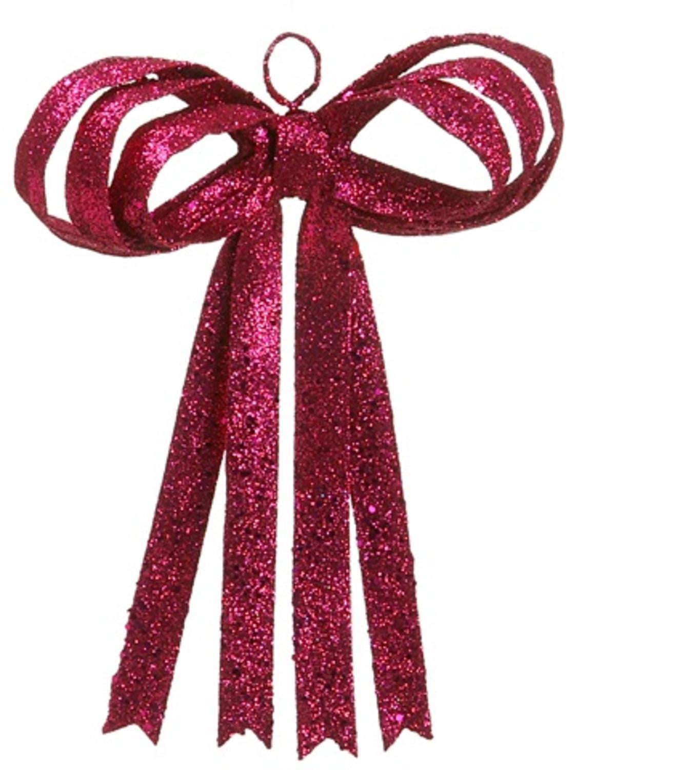 13.5" Pretty in Pink Sparkling Fuchsia Glitter Christmas Ribbon Bow Decoration - Walmart.com 