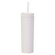 thumbnail image 1 of Vaso de plástico recubierto mate de 450ml con tapa y pajita, vaso reutilizable para bebidas frías y calientes, vaso de agua de doble capa, 1 of 5