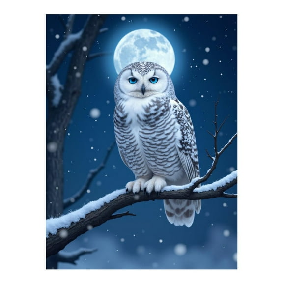 Diamond Art Kits for Adults - 5d Snowy Owl Moonlit Winter Scene Diamond Painting for Adults, Diamond Art for Adults Beginners, Diamond Painting Kits for Adults for Home Wall Decor