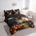 thumbnail image 3 of Feelyou Orange Gothic Pumpkin Bedding Comforter Set 7 Pieces for Teen, Farmhouse Moon Full Bedding Set, Oil Printing Reversible Fitted Sheet Flat Sheet, Ultra Soft Home Decor, 3 of 7