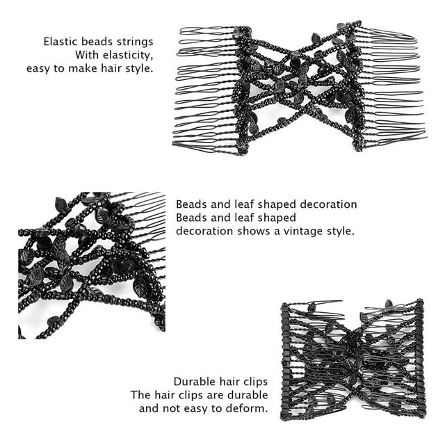 Pearl Hair Clip Stretch Hair Comb Elastic Hair Clips, Hair Combs Pearl Hair Combs Elastic Hair Combs Double Clips Hair Comb DIY Hair Styling Tool