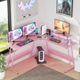 thumbnail image 2 of FDW L Shaped Desk Corner Gaming Desk with Large Desktop Studying Working Desk, Pink, 2 of 7