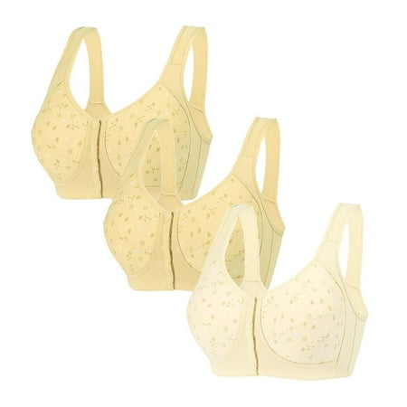Black of Friday Deals!Clearance Staron 3PC Wireless Bras for Women Wireless Front Closure Bras No Underwire Stretch Bras Comfortable Comfort Bra Large Size Bras
