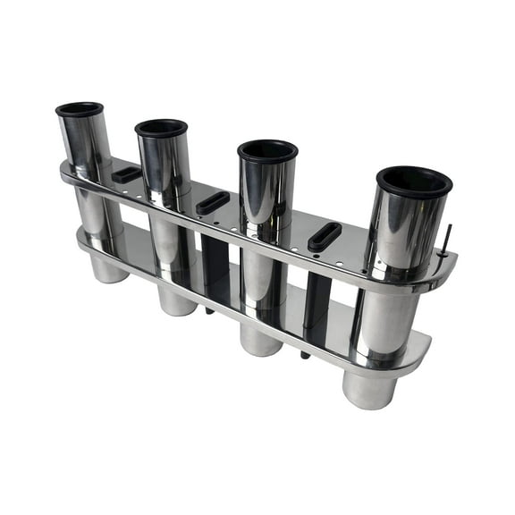 MARINE CITY 4-Tube Fishing Rod Storage Rack, 304 Grade Stainless Steel with Black Nylon Liner, for Boats, Yachts & Marine Use