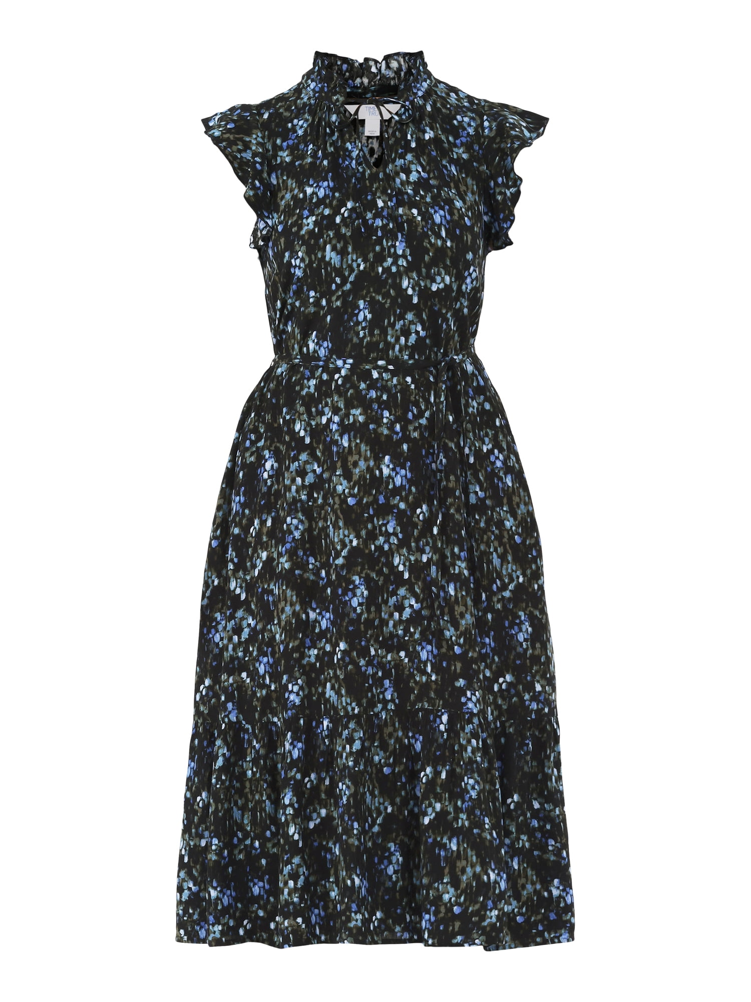 Time and Tru Women's Flutter Sleeve Midi Dress, Sizes XS-XXXL