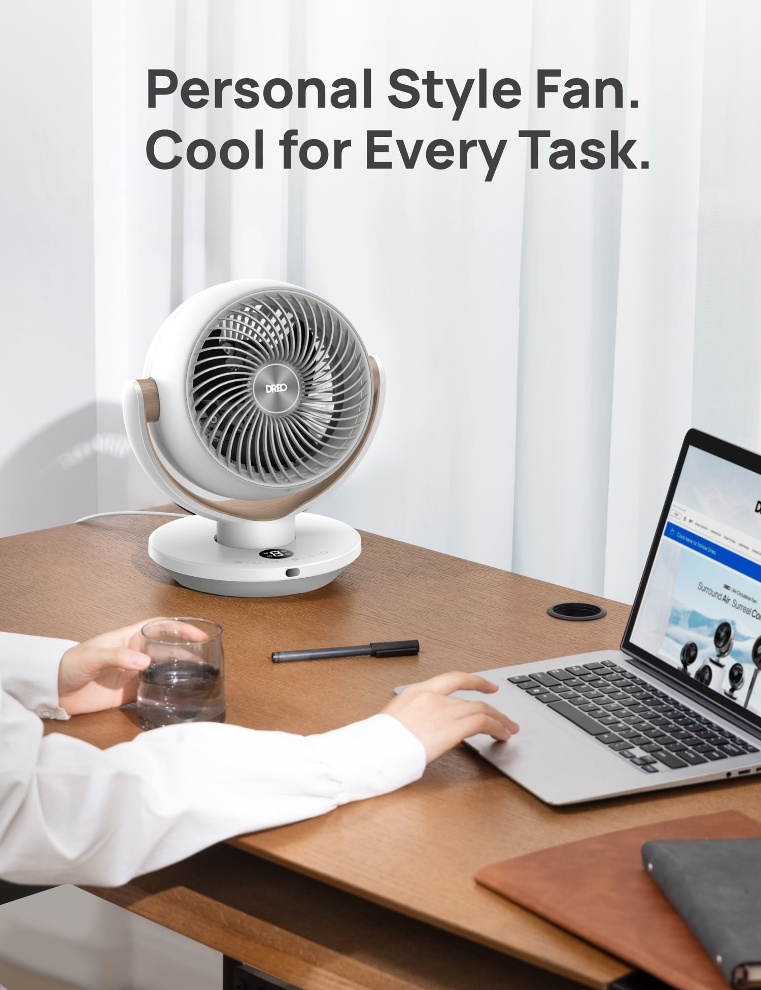 Dreo Fan for Bedroom, Desk Air Circulator Fan with Remote, 11 inch Table Fans for Whole Room, 60ft Powerful Airflow, 120° Vertical Manual +90° Oscillating Fan, 4 Speeds, 8H Timer, Quiet Fan, Home