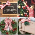thumbnail image 6 of 2 Rolls Christmas Wired Edge Ribbon Christmas White Red Striped Fabric Ribbon Farmhouse Craft Ribbon for DIY Gift Wrapping Wreath Floral Arrangement Bow Decoration,2.5 Inch x 12 Yard, 6 of 7