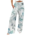 thumbnail image 2 of Lilgiuy Women Casual Printing Pockets Elastic Waist Comfortable Straight Loose Pants for Camping Climbing, 2 of 5