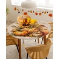 thumbnail image 4 of Round Tablecloth with Elastic Thanksgiving Sunflowers and Pumpkin with Squirrel Beige Waterproof Stain-proof Table Cover Wipeable Fitted Table Cloths for 36"-44" Round Tables Dining Kitchen, 4 of 6