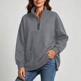 thumbnail image 4 of cocolona Womens Half Zip Pullover Sweatshirts Casual Long Sleeve Stand Collar Shirts Workout Loose Solid Color Tops, 4 of 8