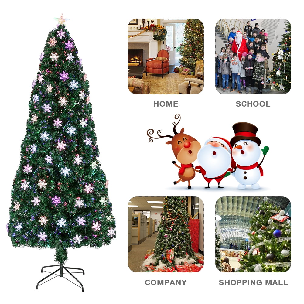 Lowestbest 7FT Artificial Christmas Tree, Pre-Lit Optical Fiber Tree with Multicolored LED Lights & Metal Stand, Christmas Decorations for Indoor, Easy Assembly, 290 Branches (Green) Lowestbest 7FT Artificial Christmas Tree, Pre-Lit Optical Fiber Tree with Multicolored LED Lights & Metal Stand, Christmas Decorations for Indoor, Easy Assembly, 290 Branches (Green)