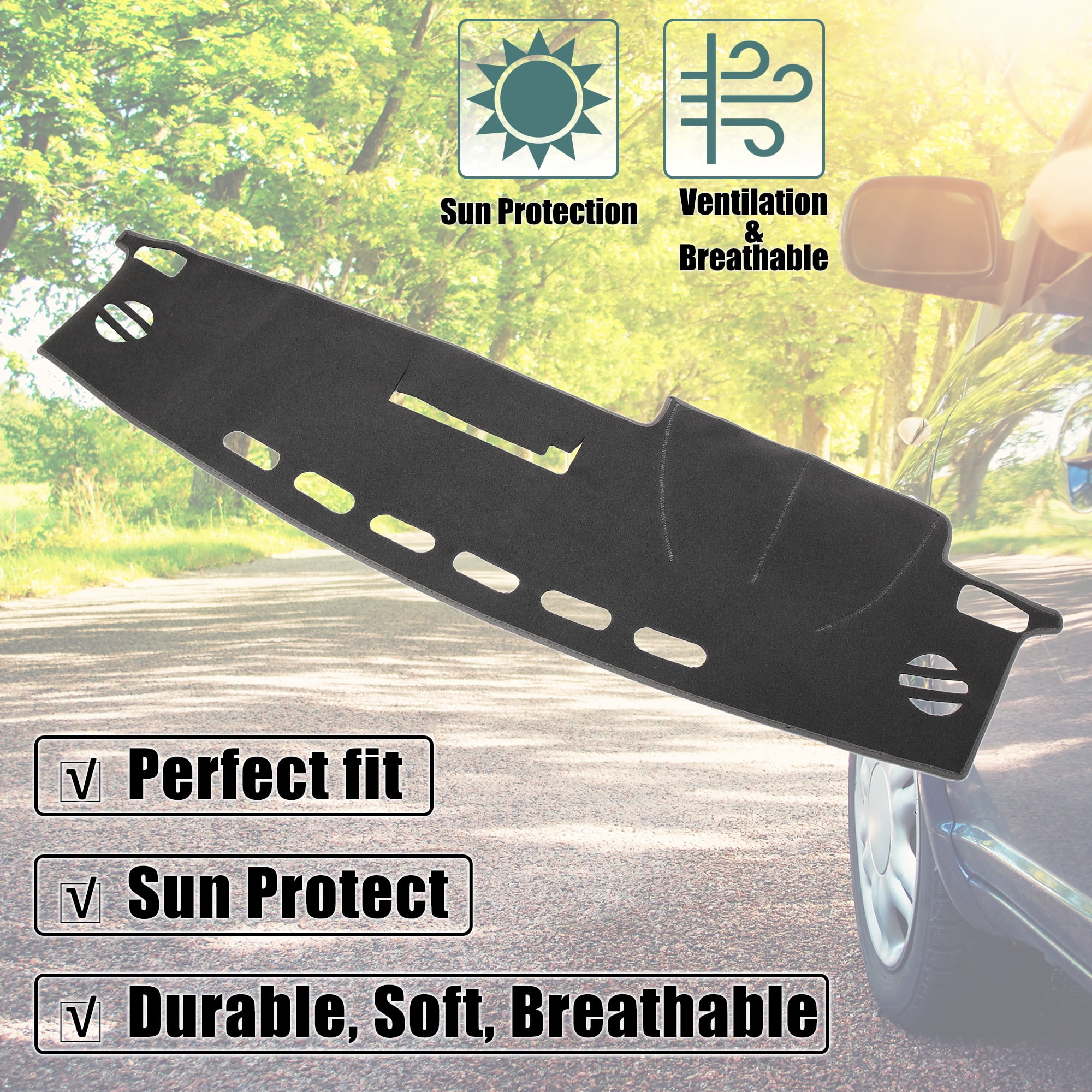 Unique Bargains Dashboard Cover Gray Black Polyester Non-slip Mat Protector Carpet Sun Proof for Toyota RAV4 2013-2018