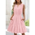 thumbnail image 4 of Merokeety Summer Dress for Women V Neck Flowy Vacation Mini Dress with Pockets Pink xs, 4 of 6