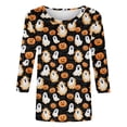 thumbnail image 5 of HOMBOM Halloween Funny T Shirts for Women Crewneck Lightweight Funny Basic Ghost Print 3/4 Sleeve Tees for Ladies Fall Tops,5XL, 5 of 5