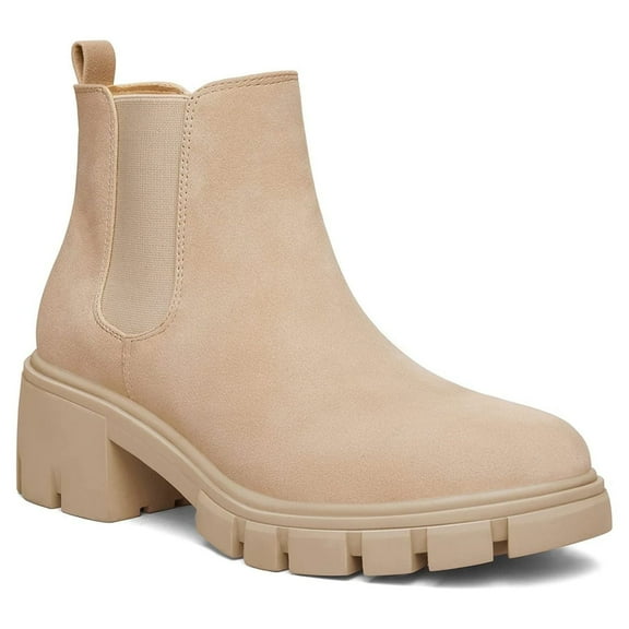 Pennysue Women's Nude Platform Chelsea Boots Ankle Boots Size 6.5
