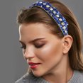 thumbnail image 2 of Bling Rhinestone diadema azul marino triturado turquesa Rhinestone borde ancho diadema para mujer 4.72"x1.65", 2 of 7