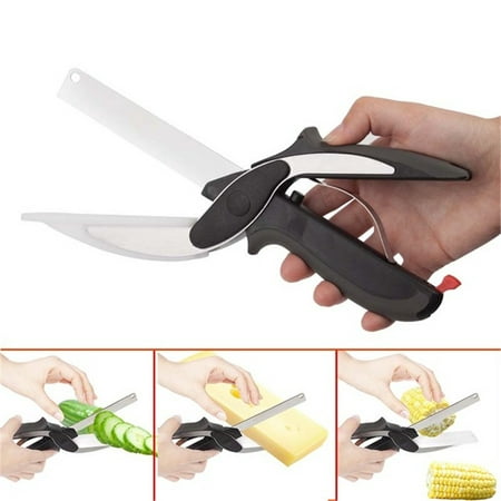 2 in 1 Kitchen Fruits Vegetable Scissors Cutting Board Ourdoor Food Cutter Knife (Best Kitchen Knife For Cutting Vegetables)