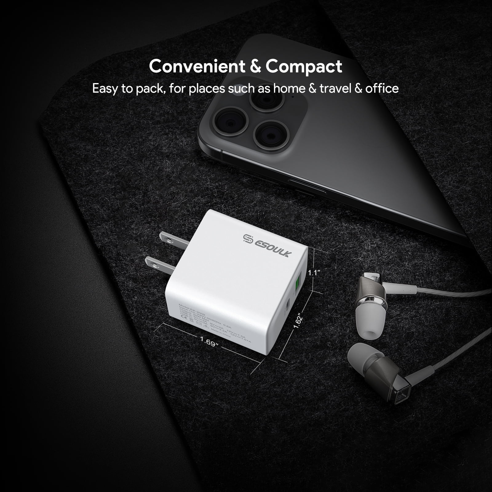 Compatible For Apple iPhone 17e 48W Car Charger Plus 20W Wall Charger with 2X C to C USB Cable Combo