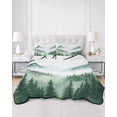 thumbnail image 3 of Green Foggy Forest Twin Size Down Alternative Comforter, Lightweight Comforter Quilt Bedding Set with Pillow Shams Mist Mountain Trees Nature Scenery All Seasons Bed Comforter Duvet Insert 68"x86", 3 of 7