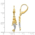 thumbnail image 7 of 10K Yellow Gold & White Rhodium Plated Brushed & Polished Mermaid Dangle Earrings, 7 of 7