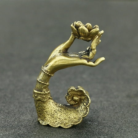 Solid Brass Hand Sculpture Incense Burner Cone Holder Yoga Meditation Gift Decor Miniature