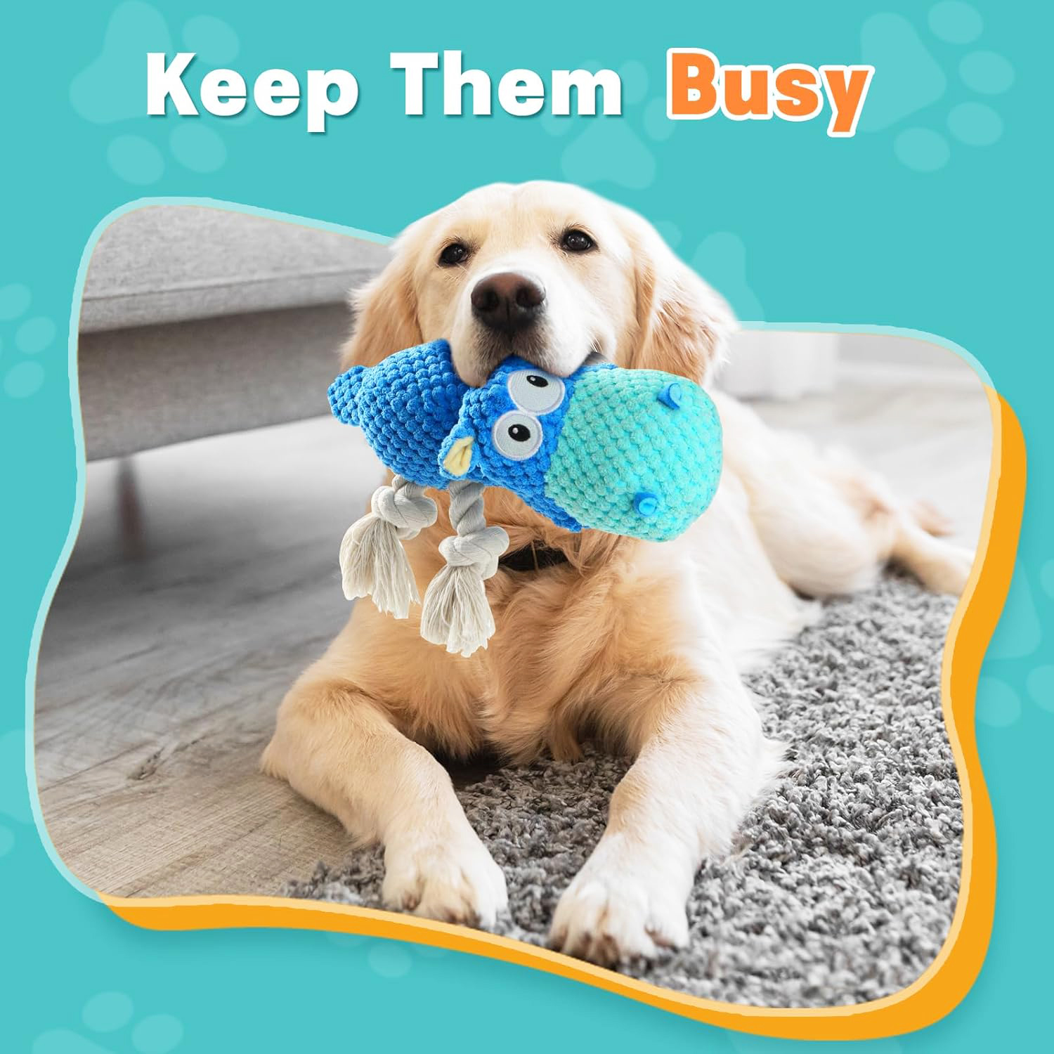 URRU Dog Toys for Aggressive Chewers, Squeaky Hippo photo 6