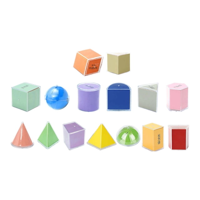 FashionCha 9 Pieces Geometric Solid Blocks 3D Shapes Pattern Blocks Math Manipulatives Set Disassemblable Models with Surface Area Volume Exploration Suitable Fo 12pcs
