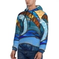 thumbnail image 3 of Pofeuu Stained Glass Ocean Wave Print Mens Casual Hooded Collar Drawstring Hoodies Pullover Sweatshirts Casual Long Sleeve Shirts-X-Large, 3 of 7