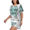 thumbnail image 2 of Lsque Not All Who Wander Are Lost1 Women's Short-Sleeved Pajama Set - 2 Piece Soft and Lightweight Sleepwear Set-X-Large, 2 of 9