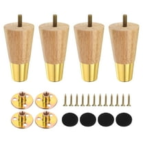4 Inch Wood Furniture Legs, Set of 4 Round Replacement Furniture Feet with Mounting Screws , Yellow