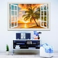 thumbnail image 2 of 3D Beach Landscape Fake Window Poster Sticker Self-adhesive Seaside Coconut Tree Wallpaper Peel and Stick for Kitchen Living Rom Decor, 2 of 4