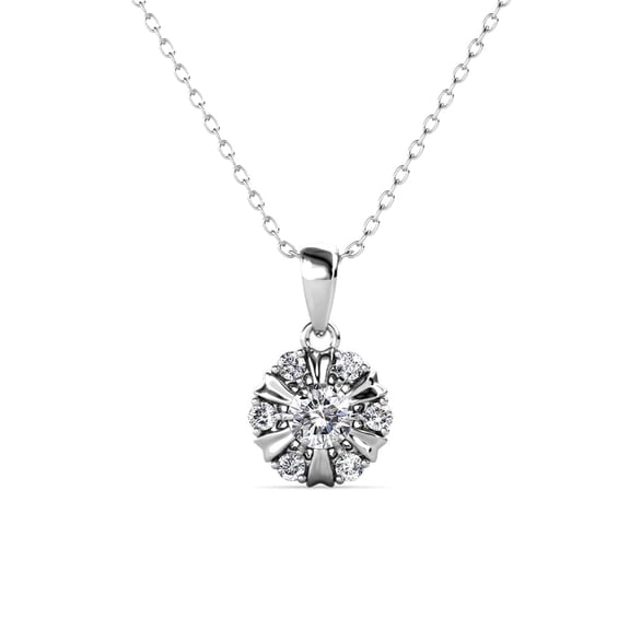 Cate & Chloe Millie 18k White Gold Plated Necklace with Swarovski Crystals for Women, Gift for Her