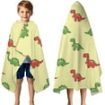 thumbnail image 3 of Yellow Cartoon Dinosaurs Pattern Hooded Bath Towel，50"x30" for Ages 3 To 12 Kids, Quick Dry Lightweight Soft Microfiber Hood Beach Towel Cover Up for Kids, 3 of 7