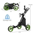 thumbnail image 3 of Spaco Folding 3 Wheels Golf Push Cart with Bag Scoreboard Adjustable Handle-Green, Golf Stand Bag for Men & Women,Multiple Pockets, Lightweight & Durable, 3 of 8